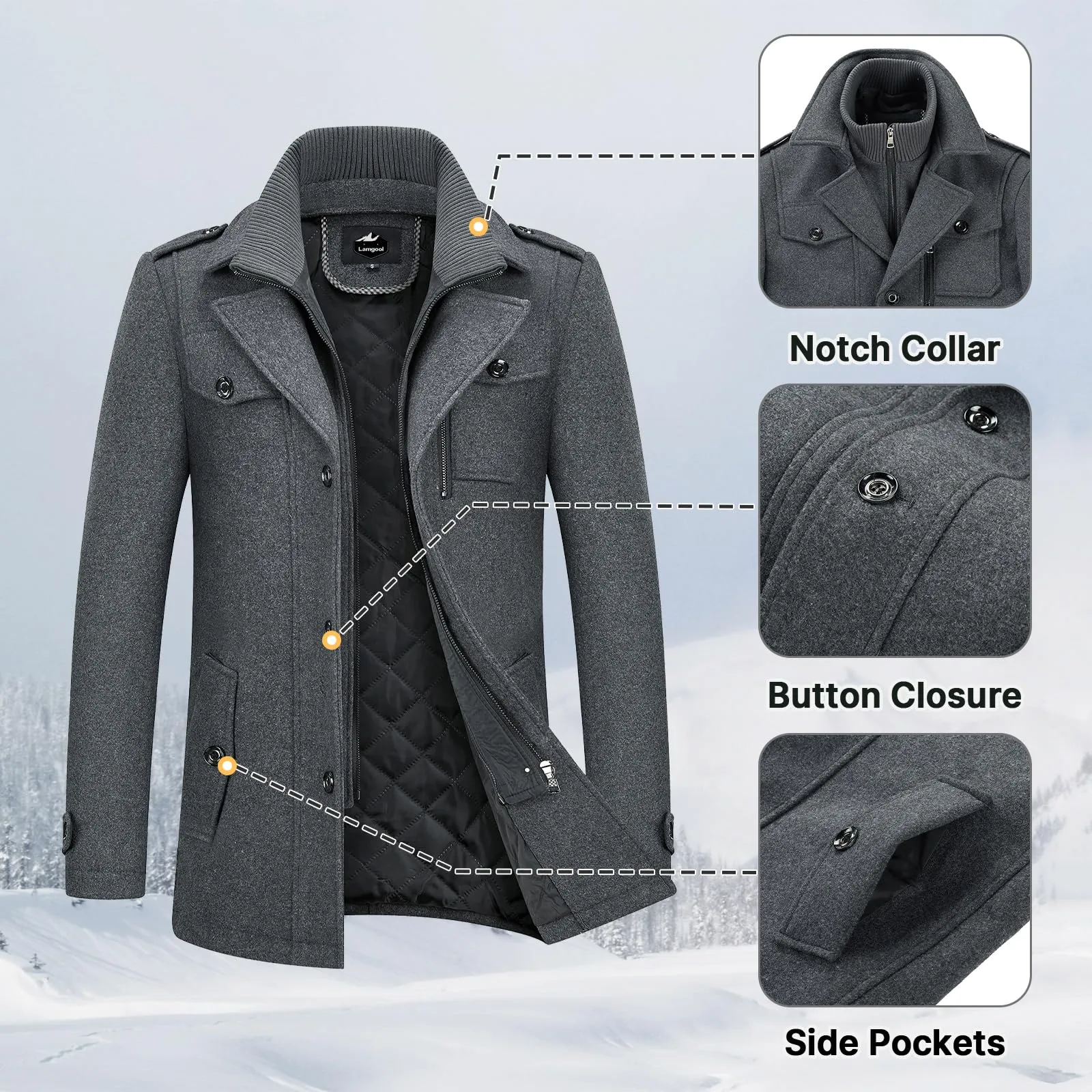 Men's Thick Business Casual Double-Layer Wool Coat