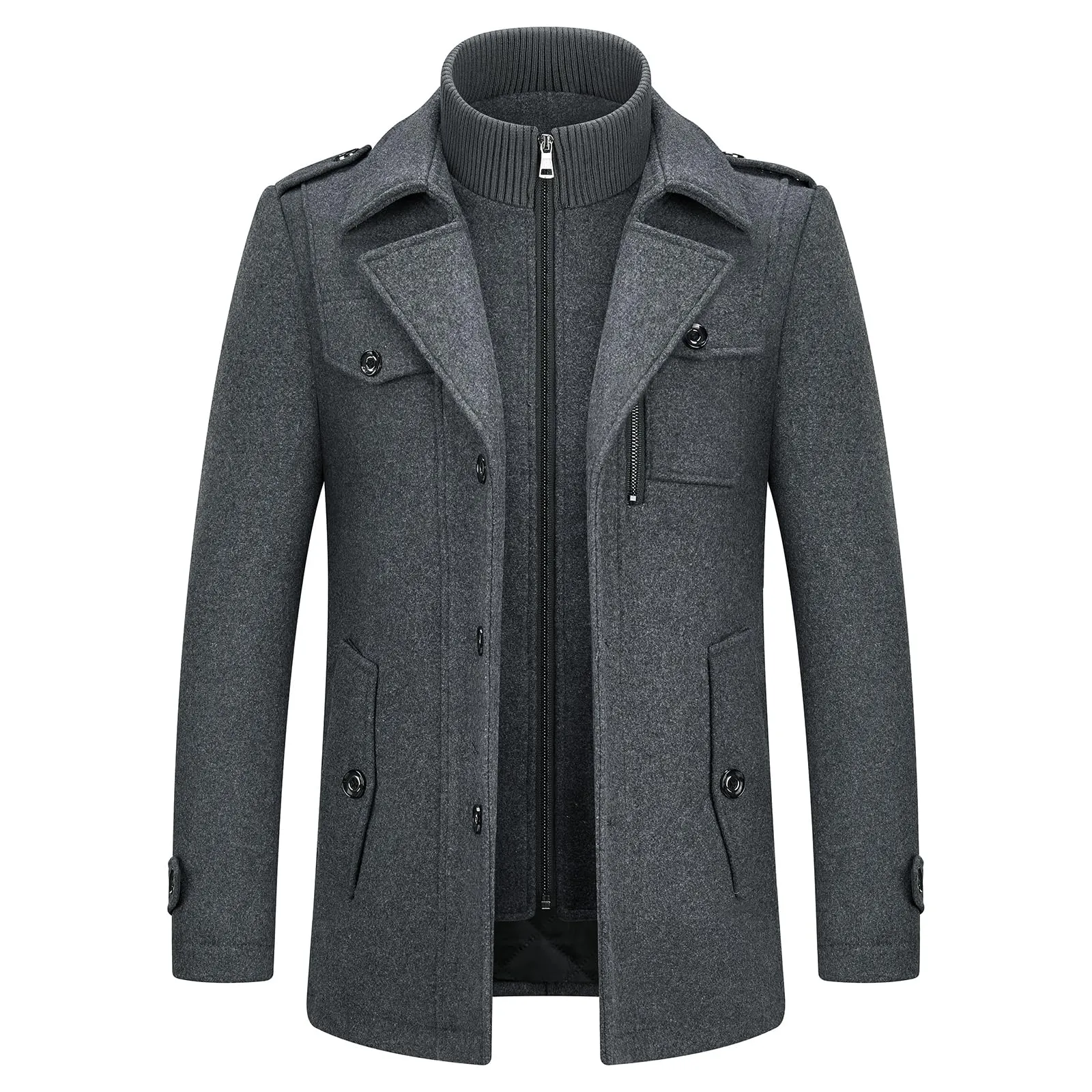 Men's Thick Business Casual Double-Layer Wool Coat