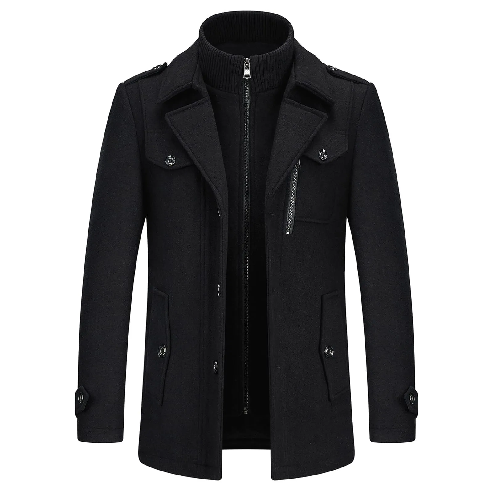 Men's Thick Business Casual Double-Layer Wool Coat