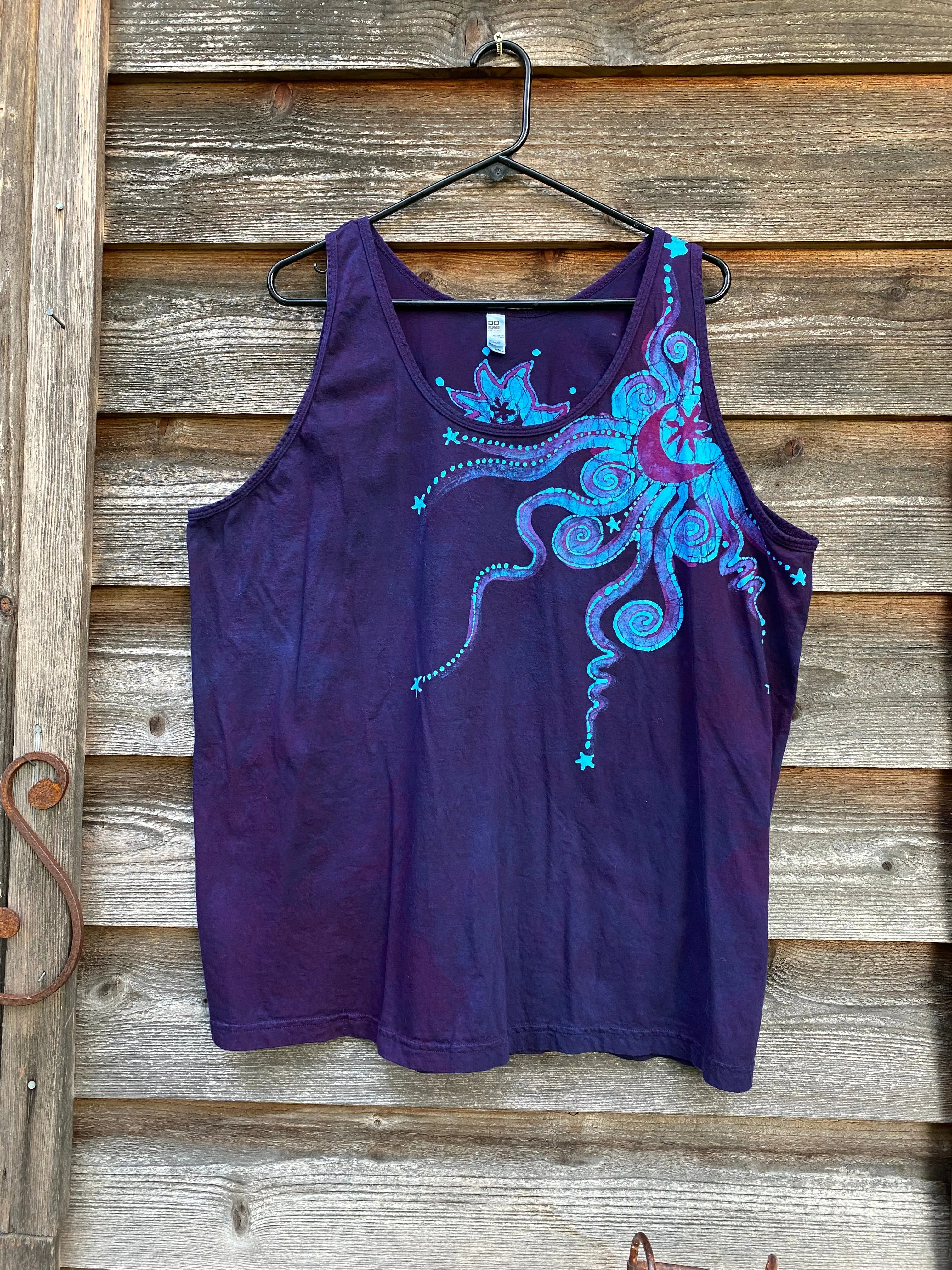 Midnight Purple and Turquoise Moonbeams Tank Top