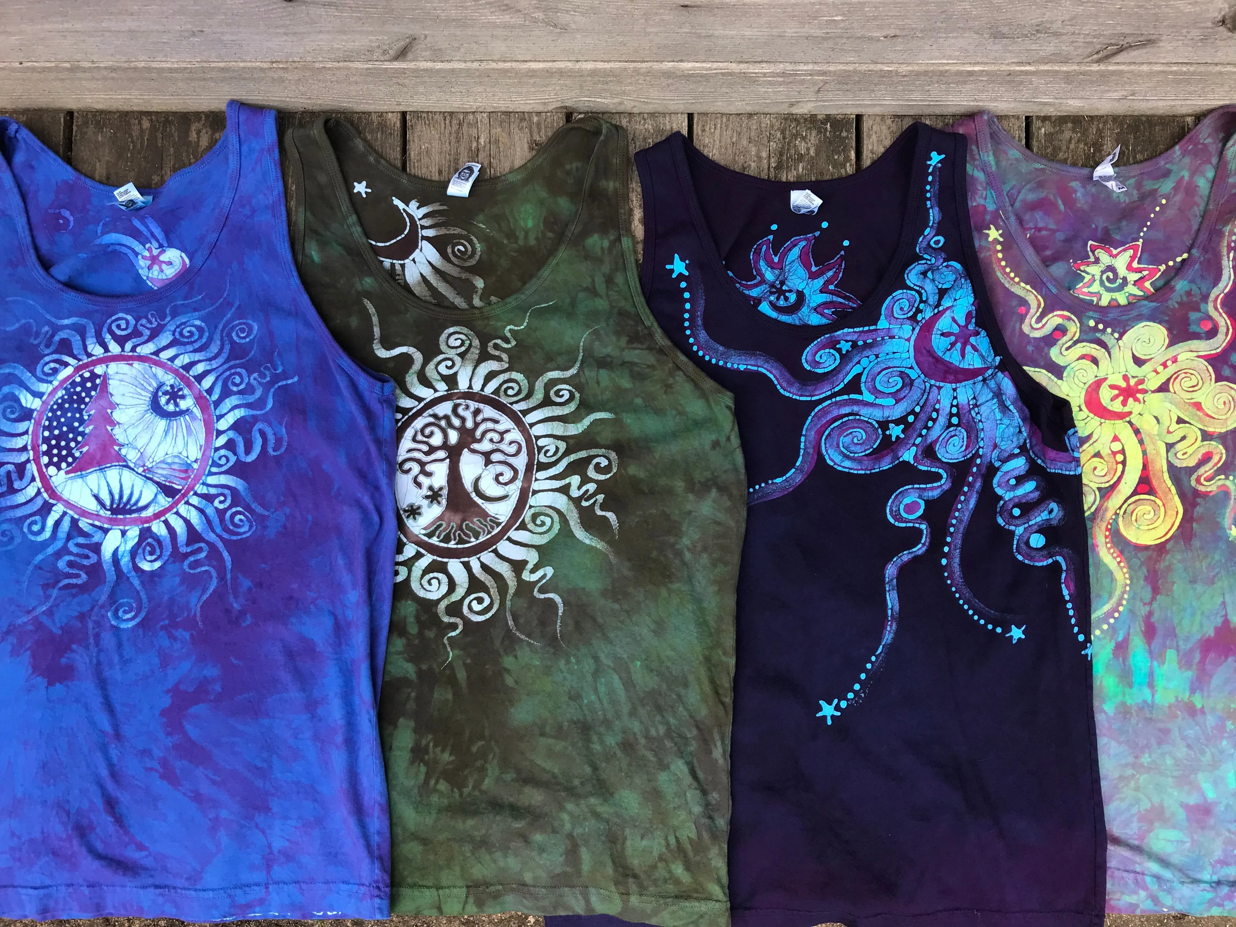 Midnight Purple and Turquoise Moonbeams Tank Top