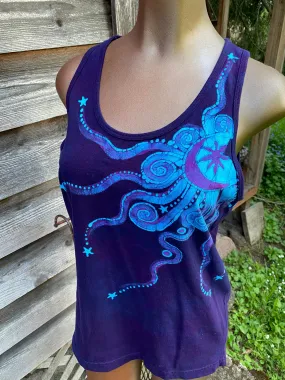 Midnight Purple and Turquoise Moonbeams Tank Top