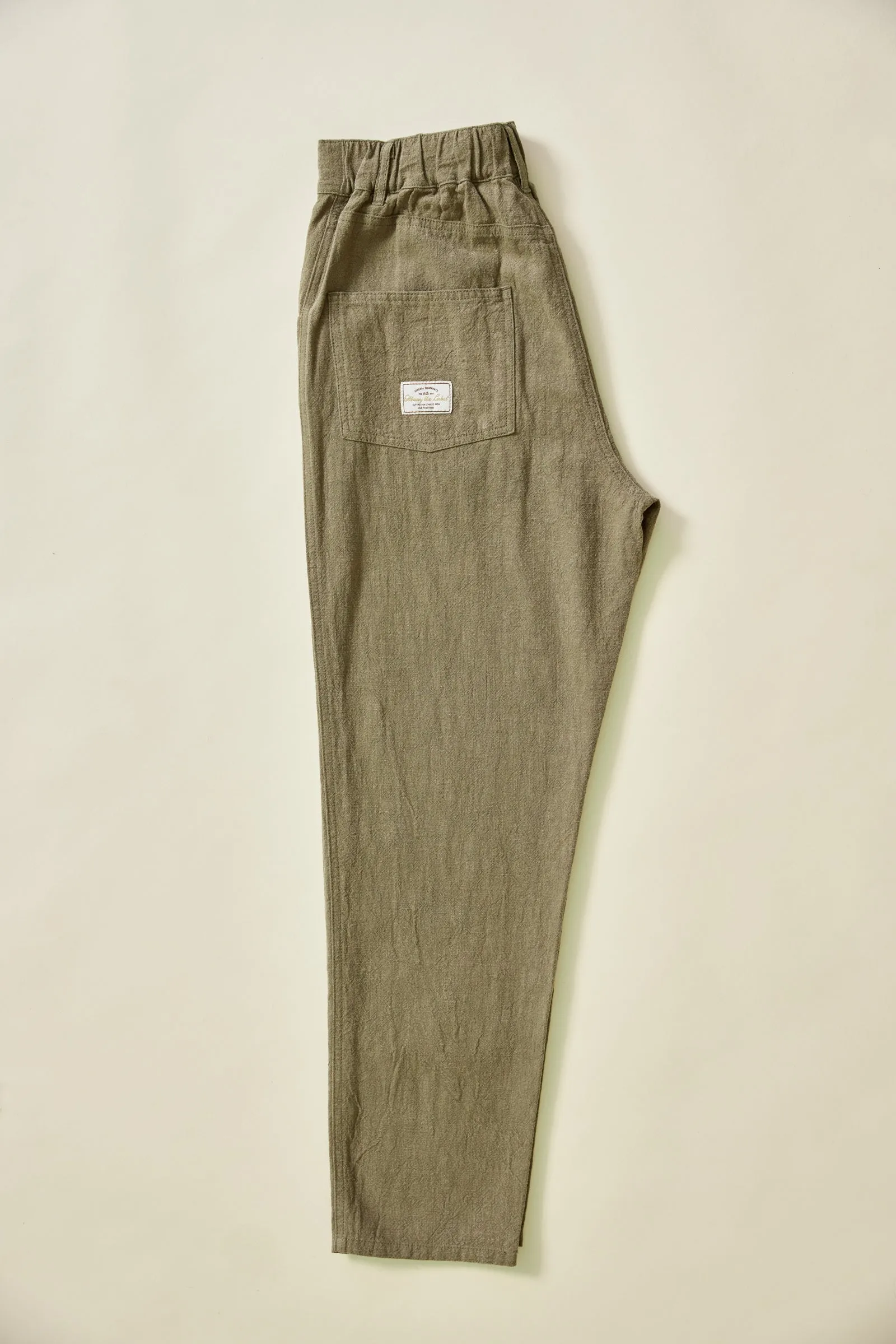 Miller - Unisex Textured Linen Pants - Khaki Green