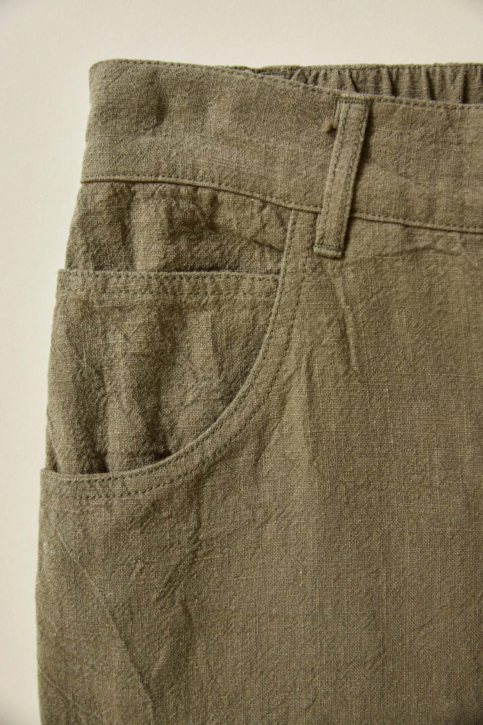 Miller - Unisex Textured Linen Pants - Khaki Green