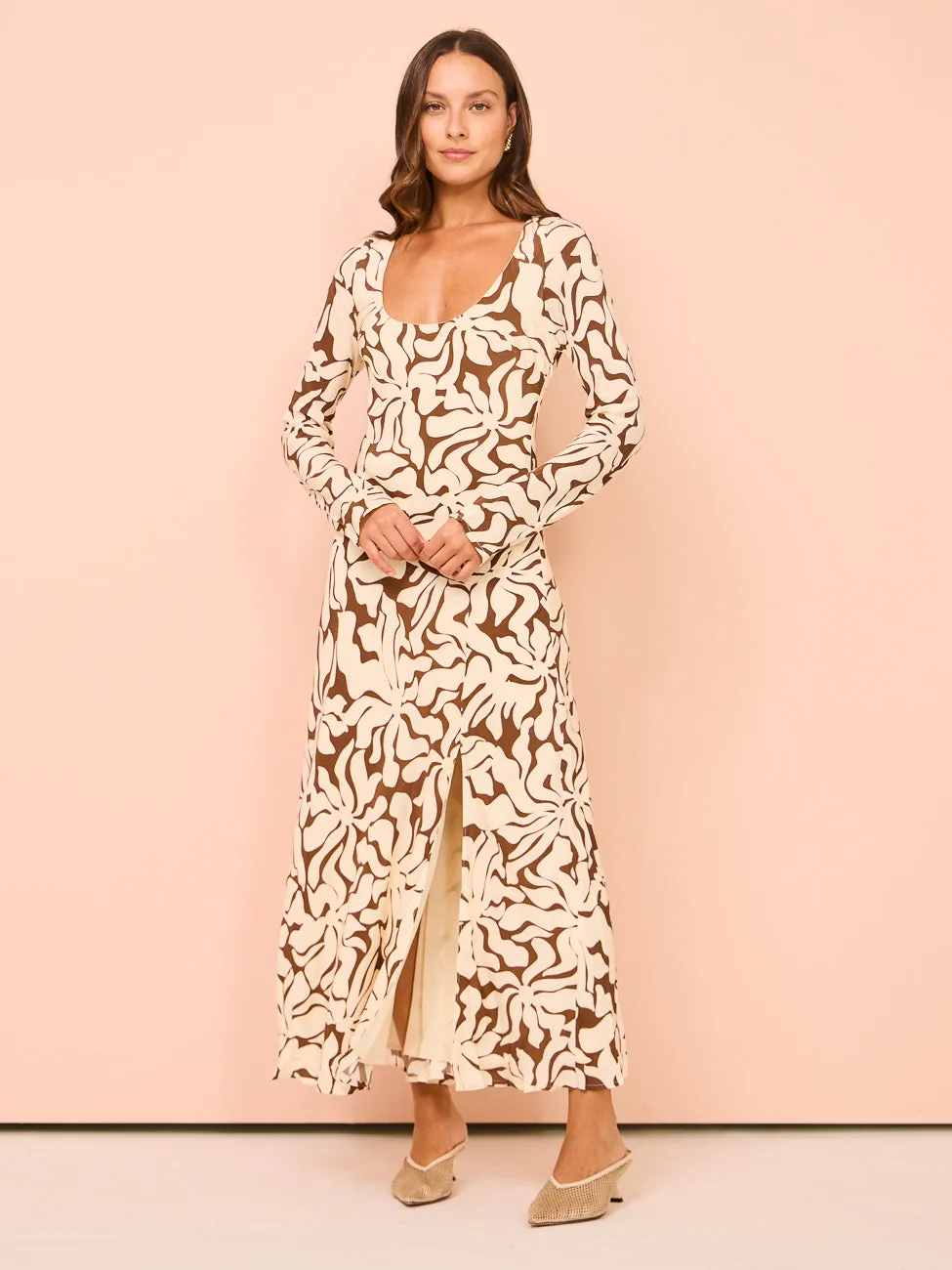 Mon Renn High Tide Long Sleeve Dress in High Tide Coffee