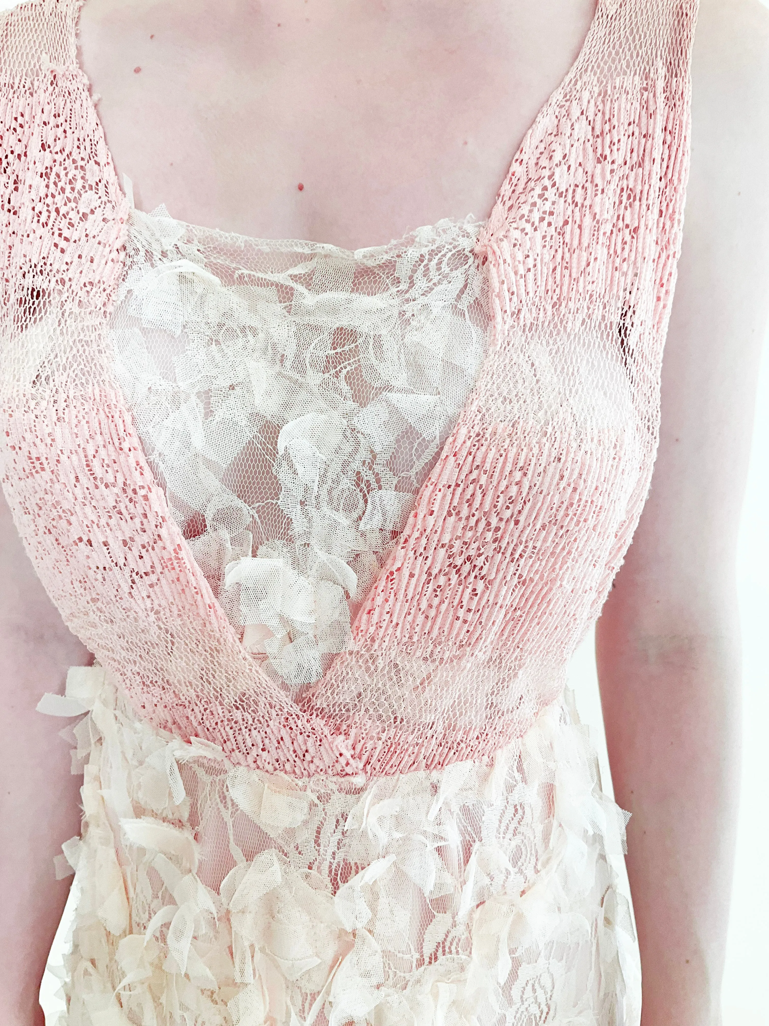 Pink French Knit & Lace Dress