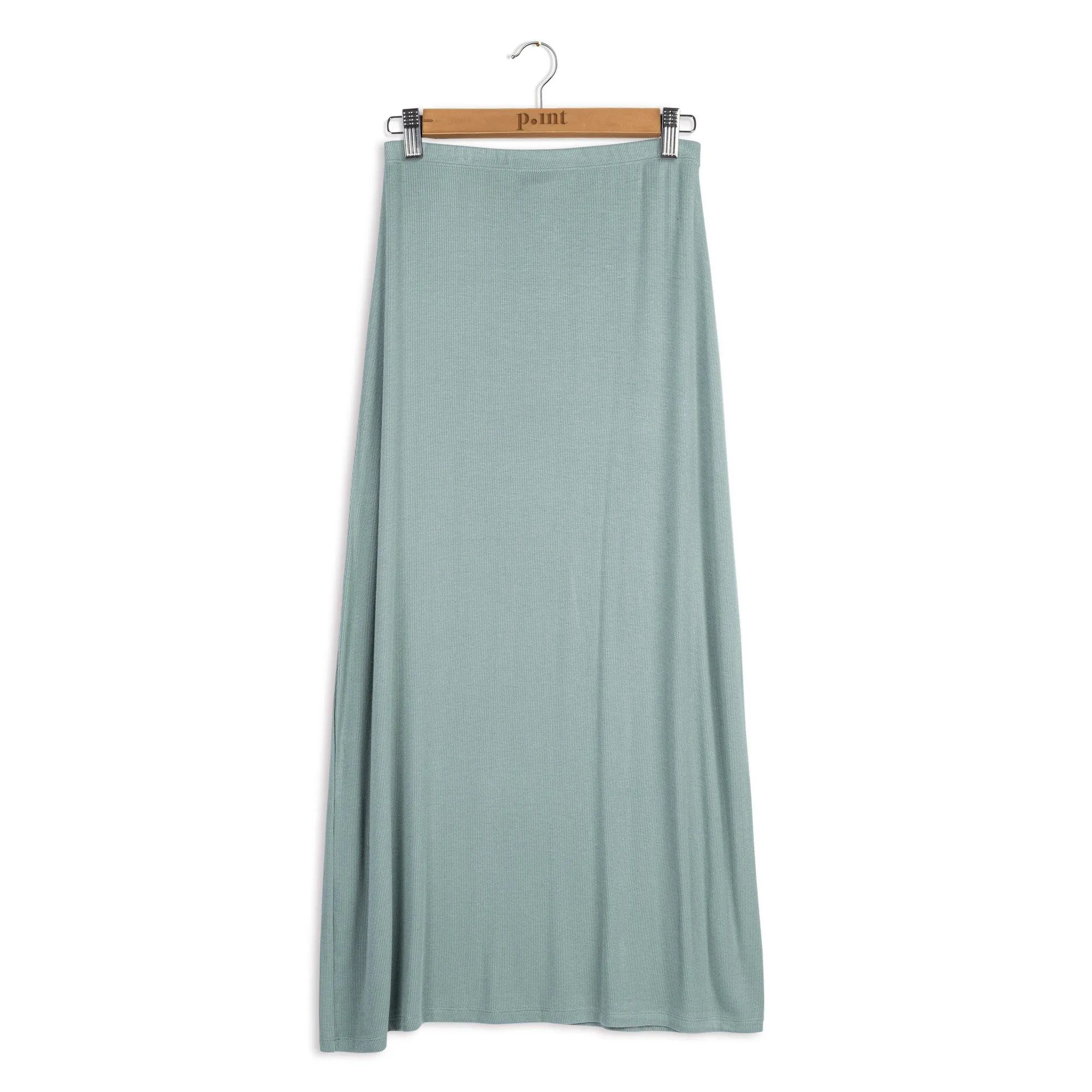 Point Ribbed A-line Maxi Skirt