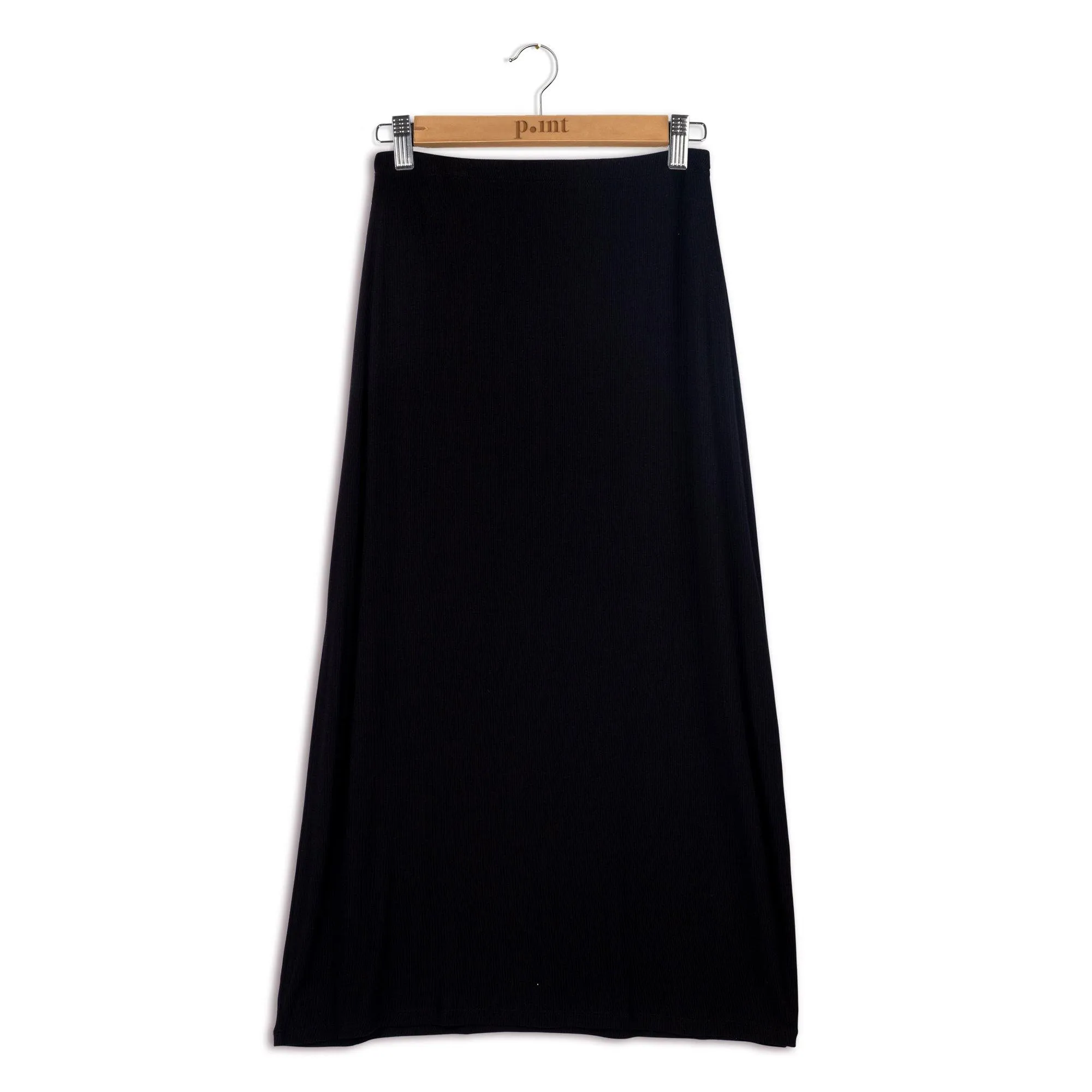 Point Ribbed A-line Maxi Skirt