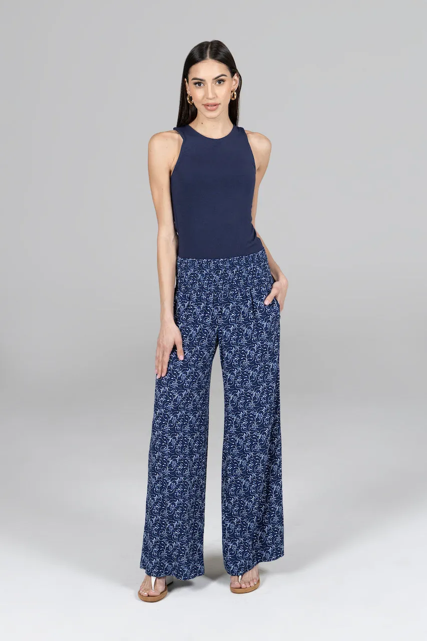 PORTOFINO TRAVEL PANT: BLUE VINES