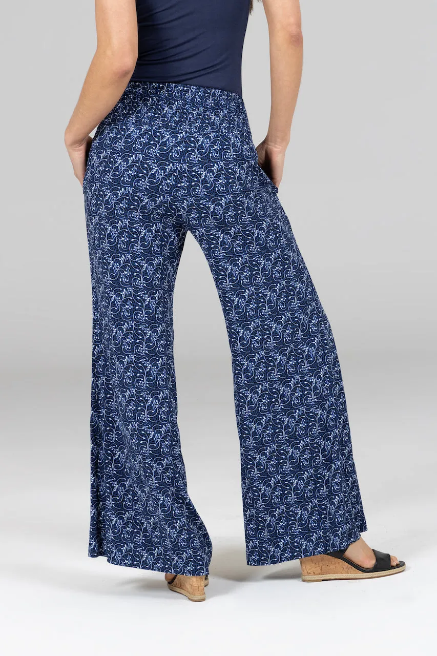 PORTOFINO TRAVEL PANT: BLUE VINES