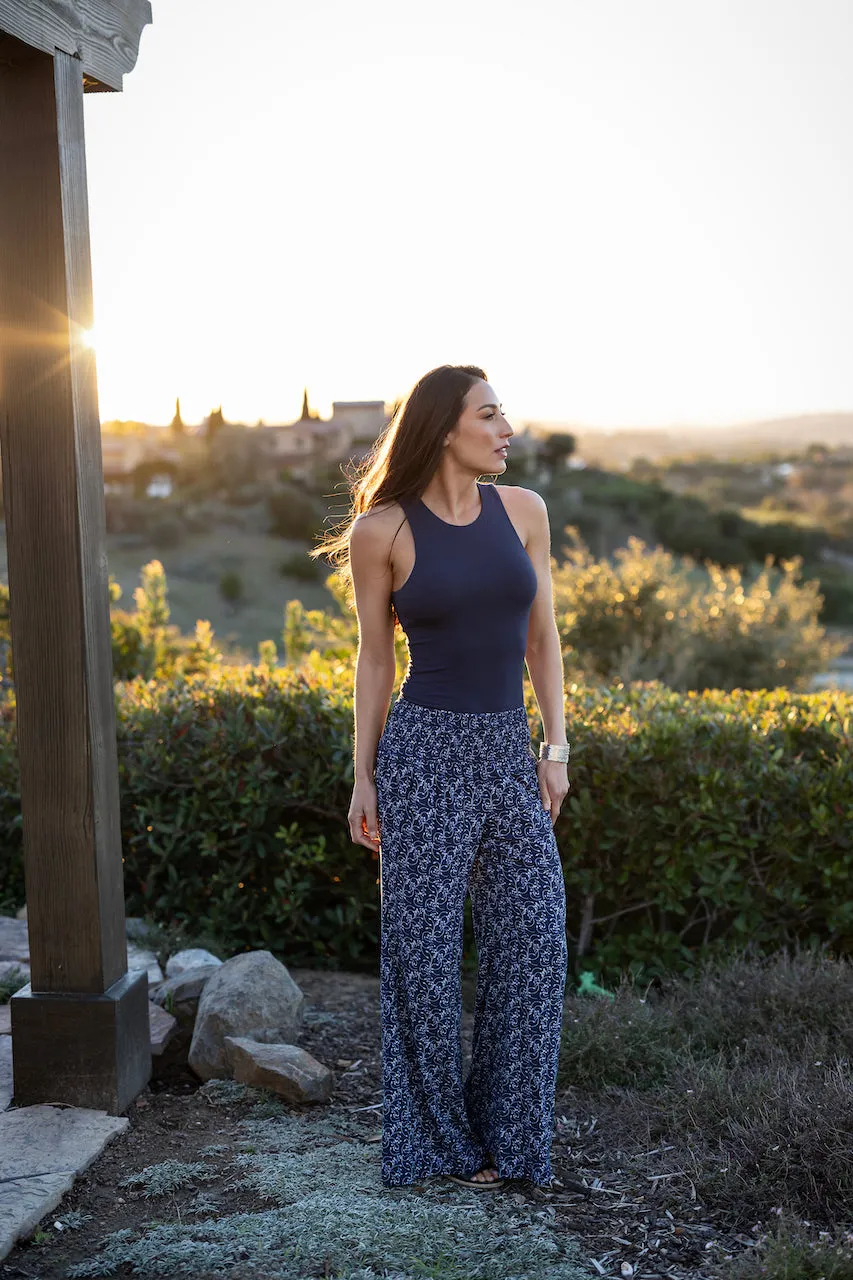 PORTOFINO TRAVEL PANT: BLUE VINES