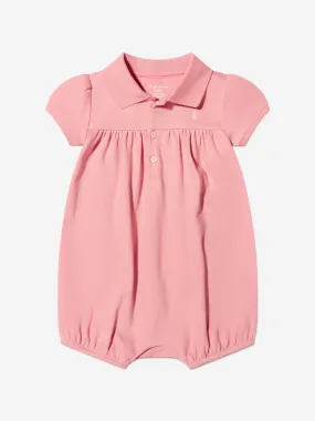 Ralph Lauren Baby Girls Polo Bubble Romper in Pink