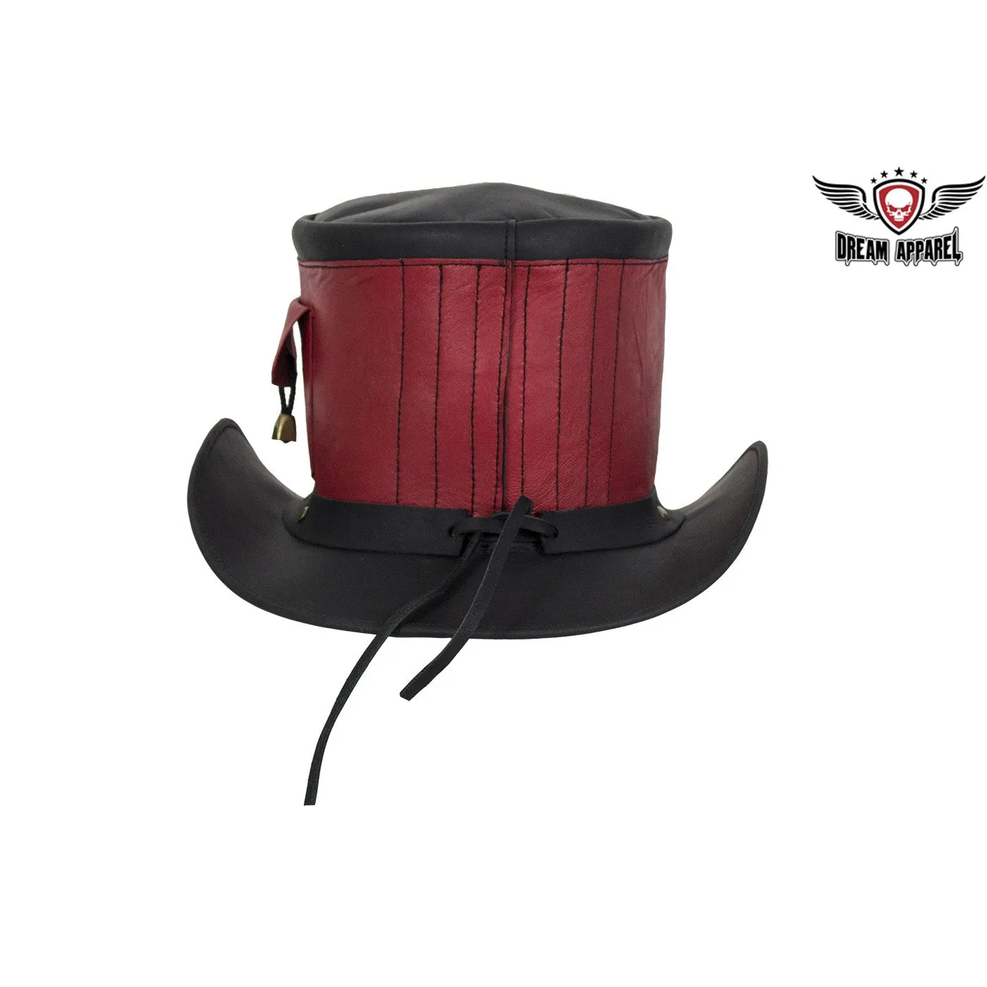 Red and Black Leather Deadman Top Hat