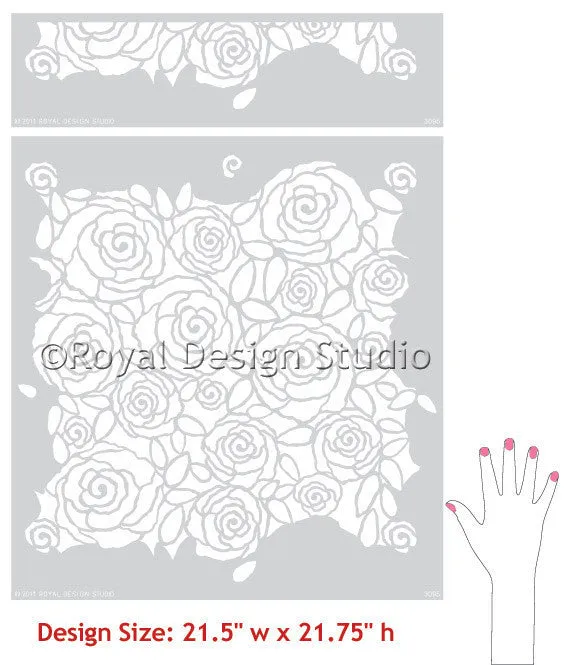 Rockin' Roses Damask Wall Stencil