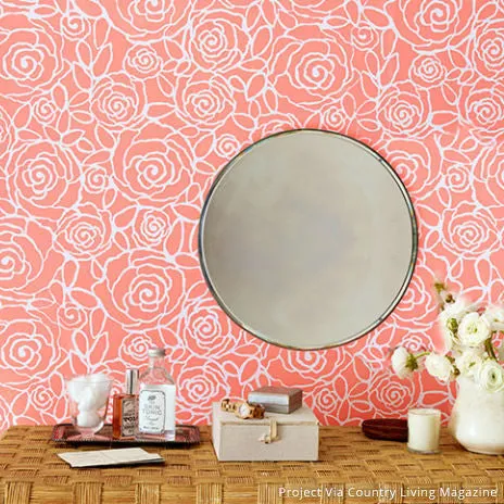 Rockin' Roses Damask Wall Stencil