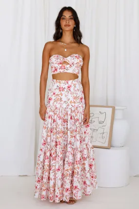 RUNAWAY THE LABEL Hydra Maxi Skirt White Floral