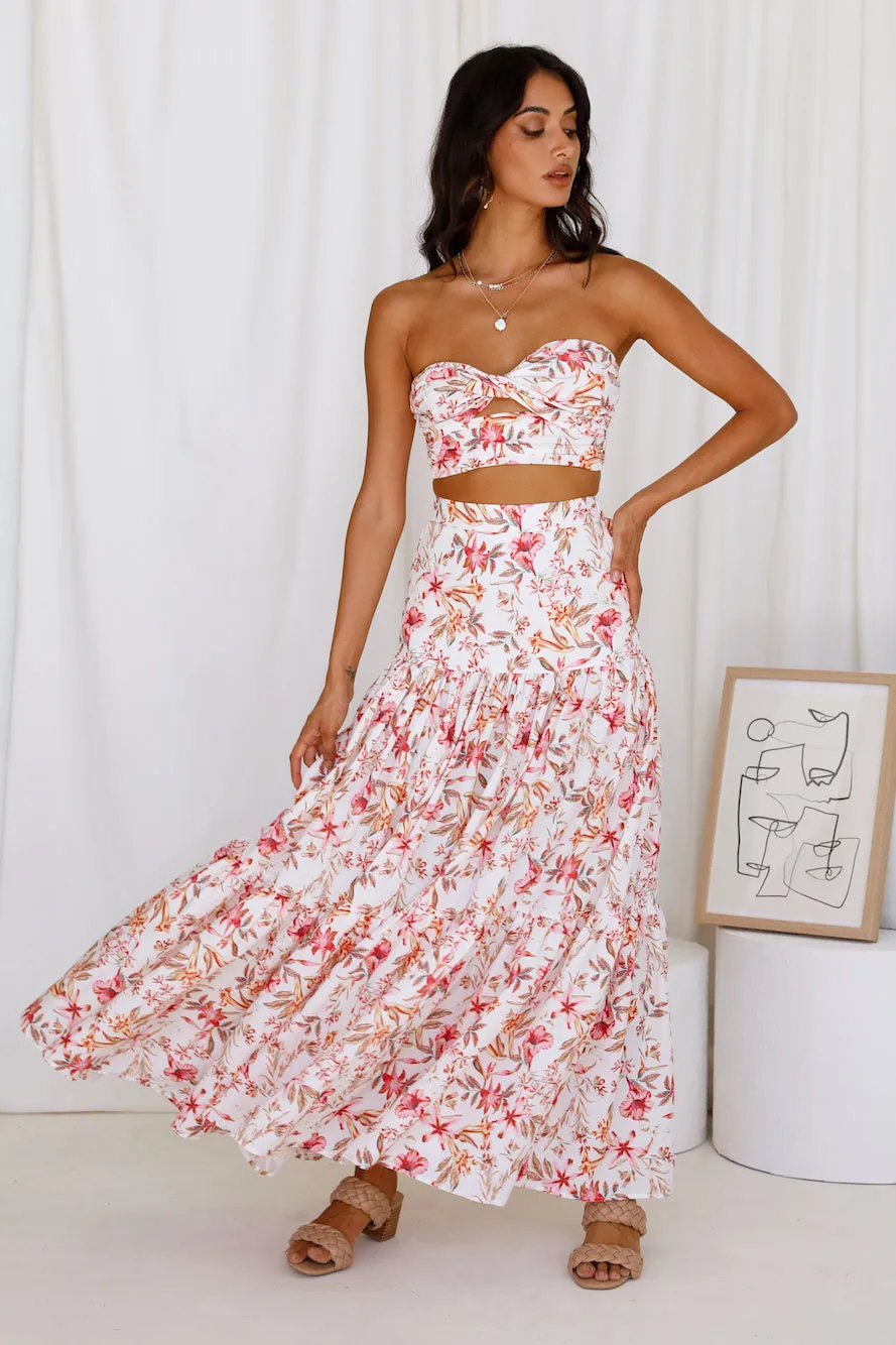 RUNAWAY THE LABEL Hydra Maxi Skirt White Floral