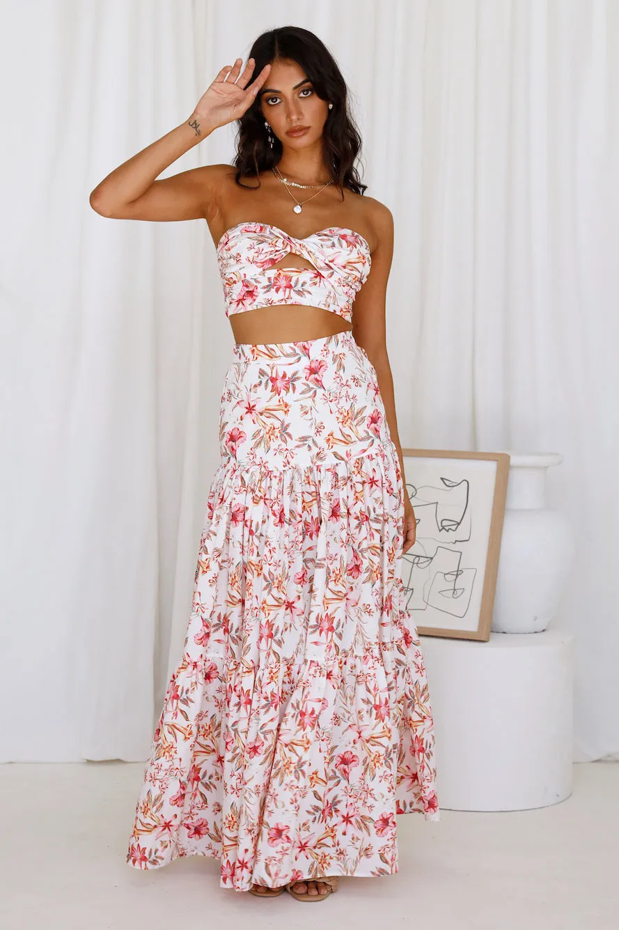 RUNAWAY THE LABEL Hydra Maxi Skirt White Floral