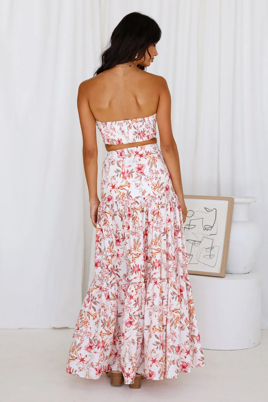 RUNAWAY THE LABEL Hydra Maxi Skirt White Floral