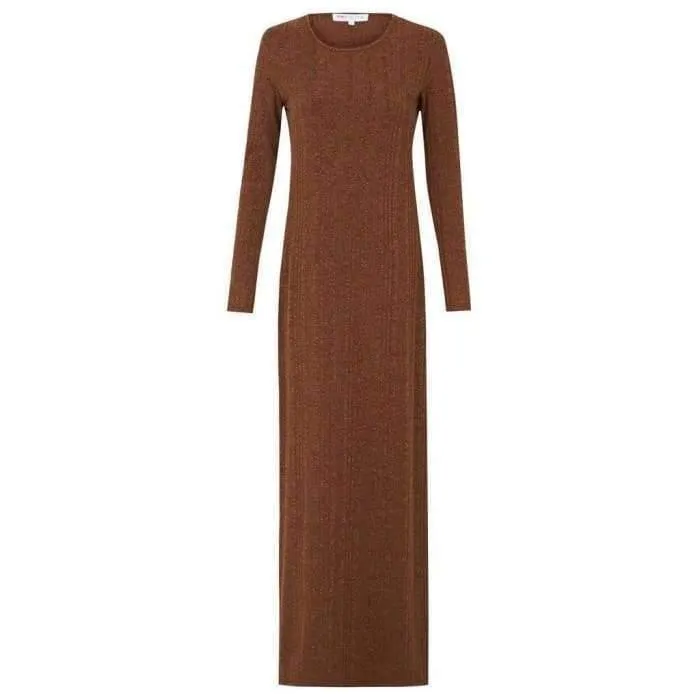 Rust Ribbed Knit Dress