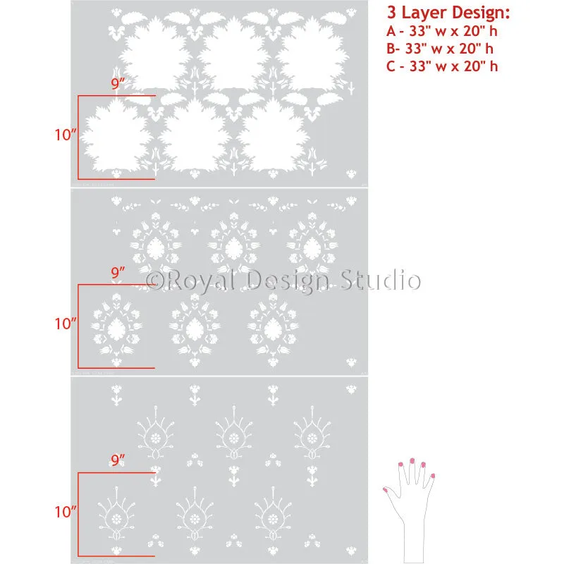 Samarqand Suzani Damask Wall Stencil