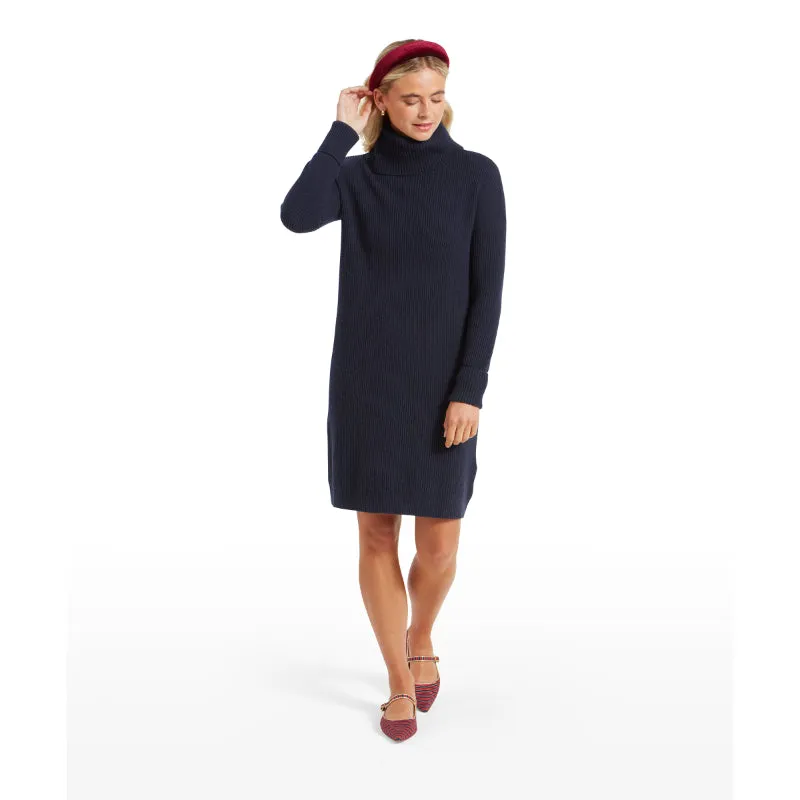 Schoffel Filey Merino Mix Roll Neck Ladies Dress - Navy