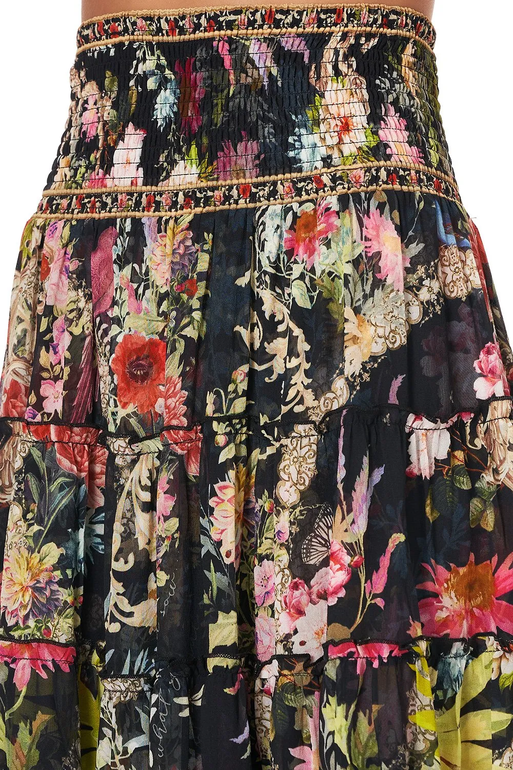 SHIRRED WAIST TIERED CIRCLE SKIRT HAMPTON HIVE