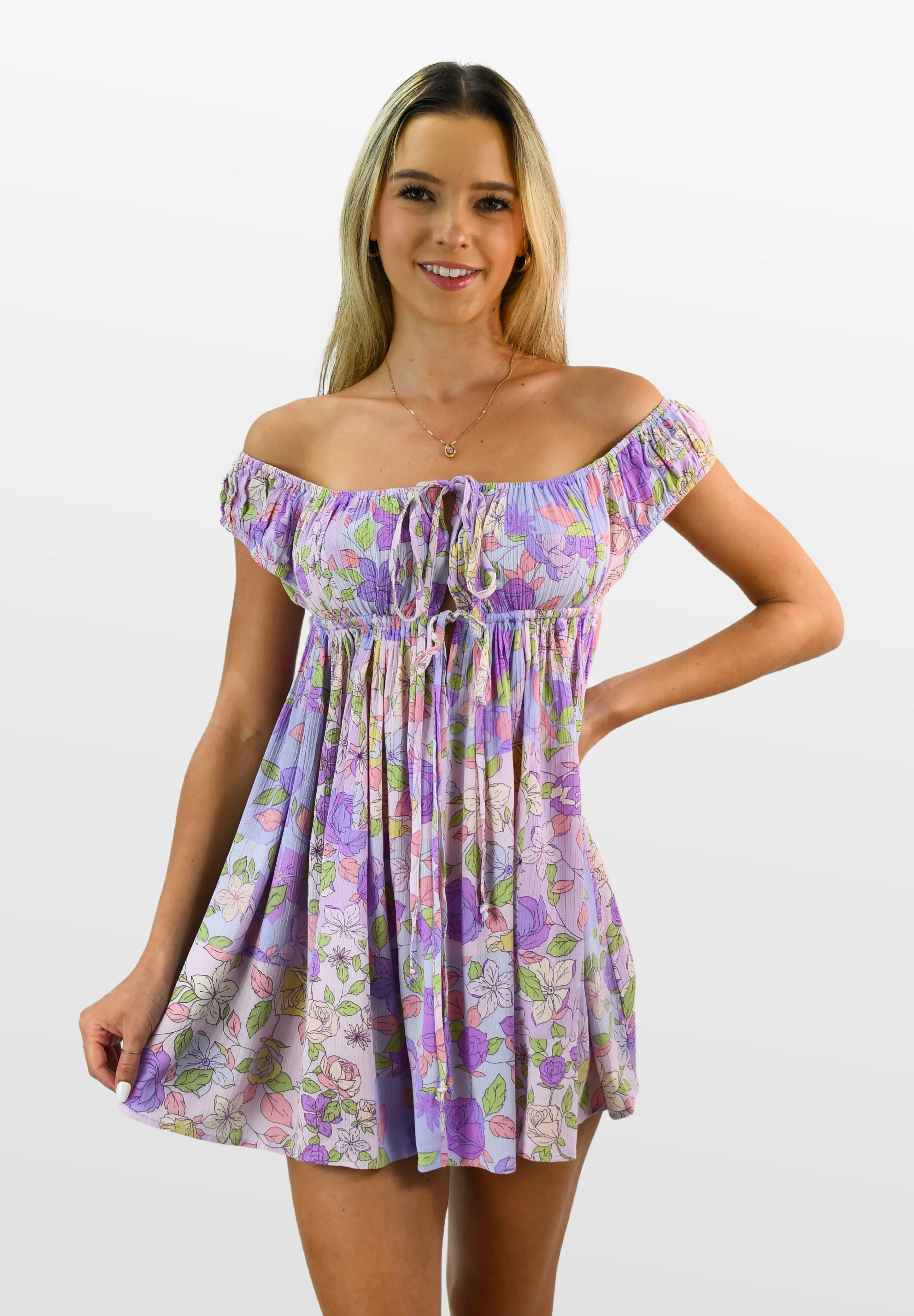 Short Shift Off the Shoulder Babydoll Dress