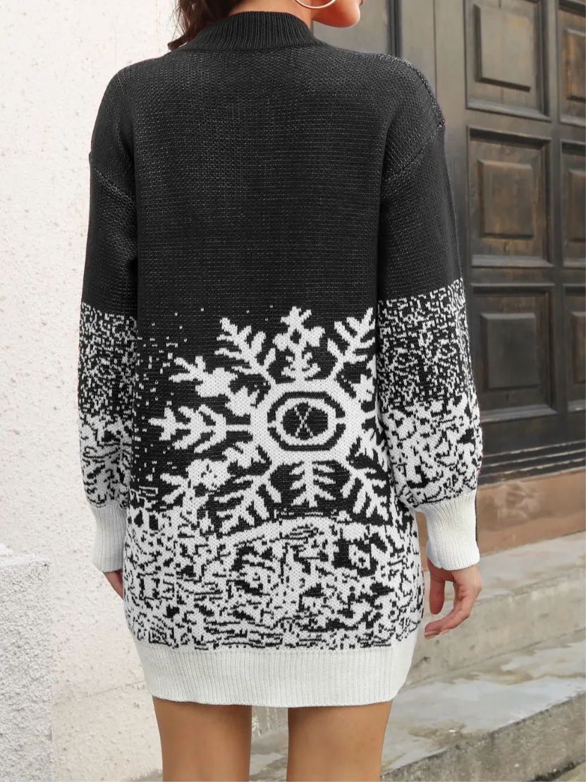 Snowflake Pattern Sweater Dress