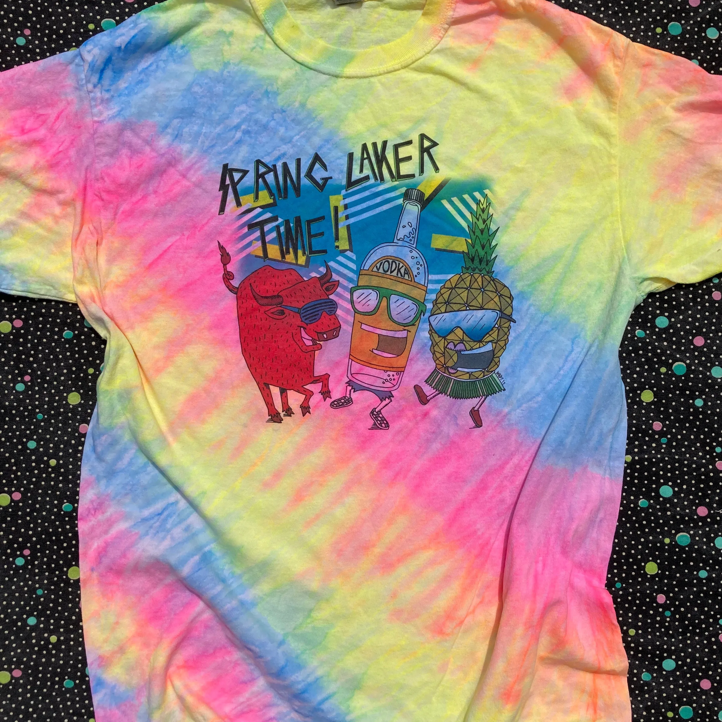 Spring Laker Time rainbow stripe tie dye shirt