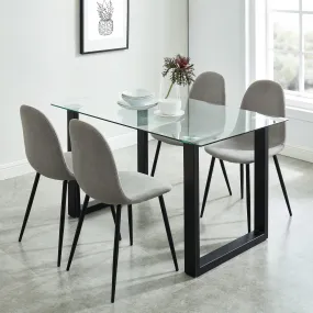 Square Glass Dining Table Franco Black