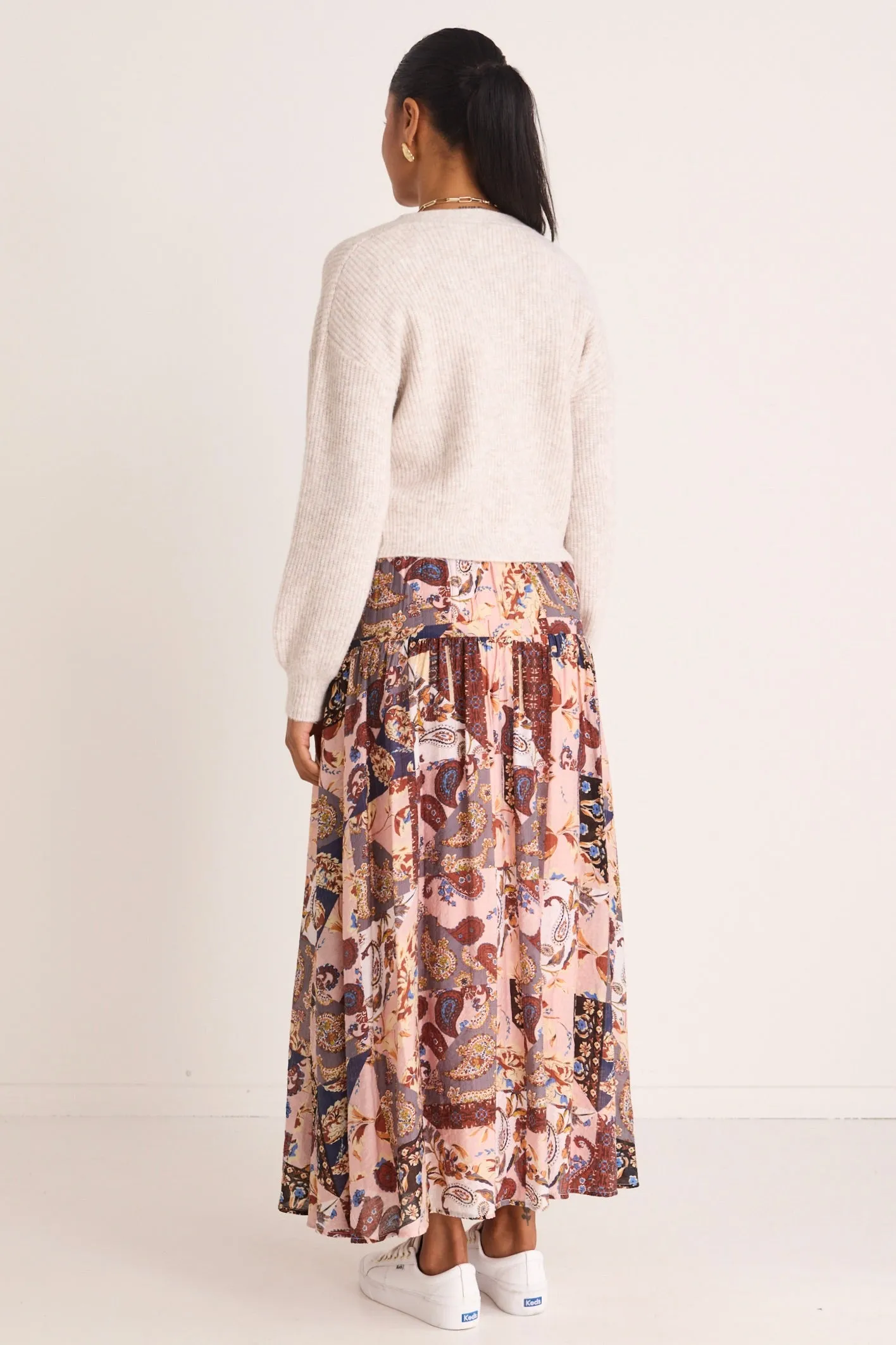 Tender Patchwork Paisley Tiered Maxi Skirt