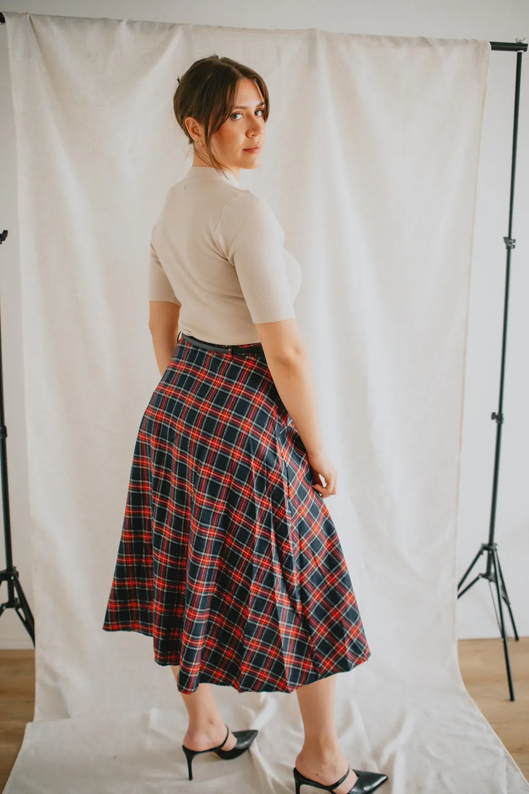 The Glennis Long Plaid Skirt