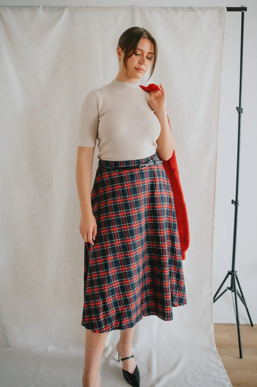 The Glennis Long Plaid Skirt