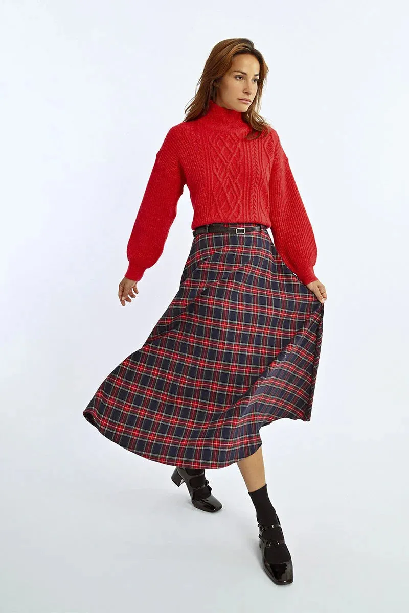 The Glennis Long Plaid Skirt