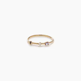 Three Stone Diamond Bamboo Ring