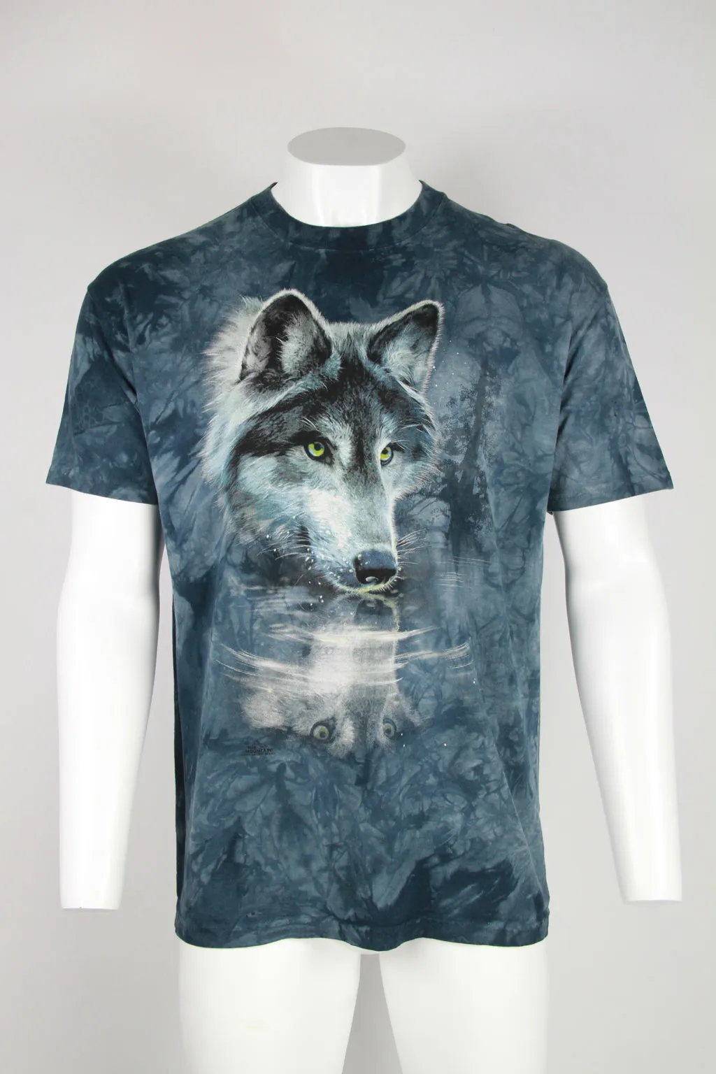 Tie dye wolf t-shirt - Blue Grey - L