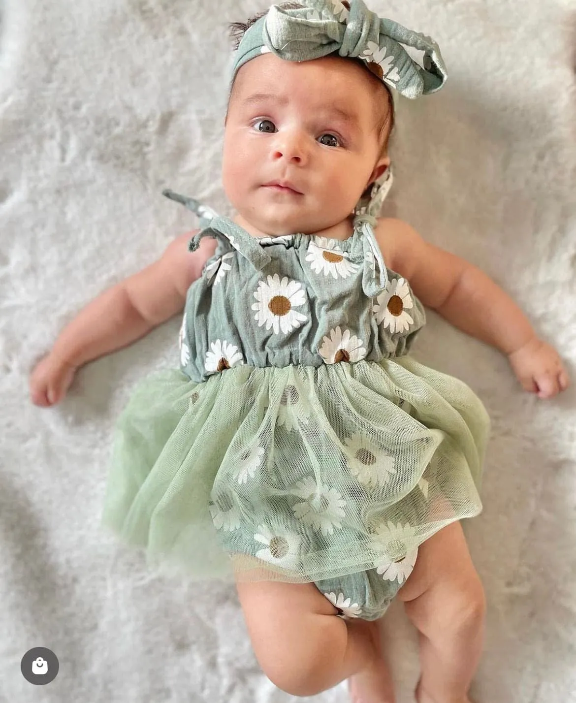 Tutu Daisy Romper - Vintage Mint