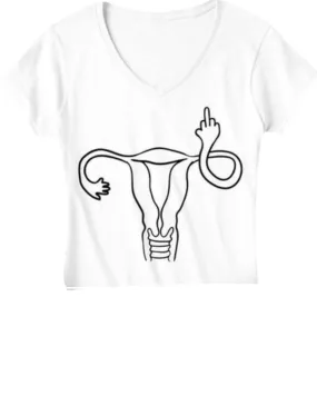 Uterus Finger Graphic Tee V Neck