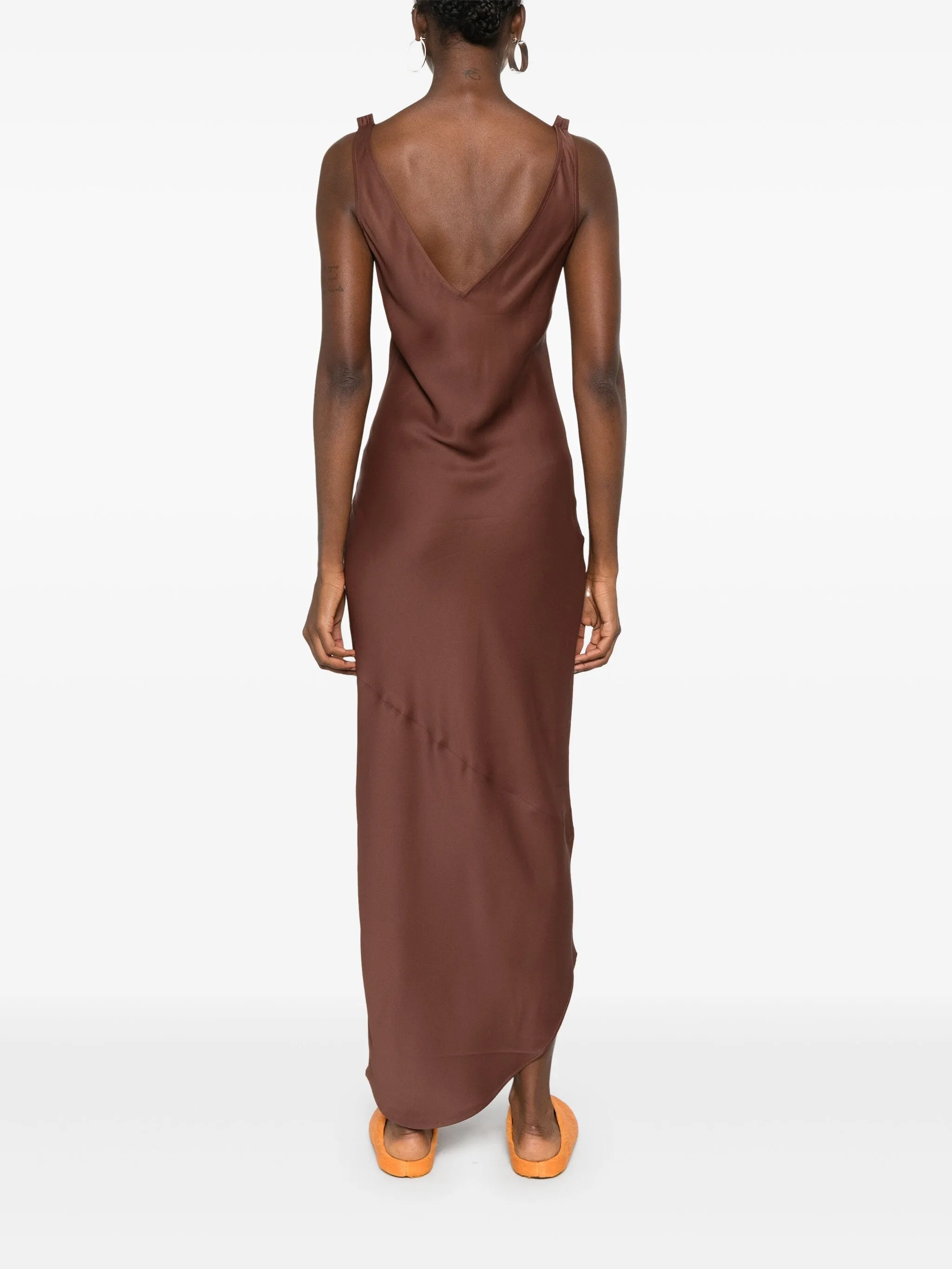 V-neck satin midi dress