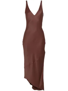 V-neck satin midi dress