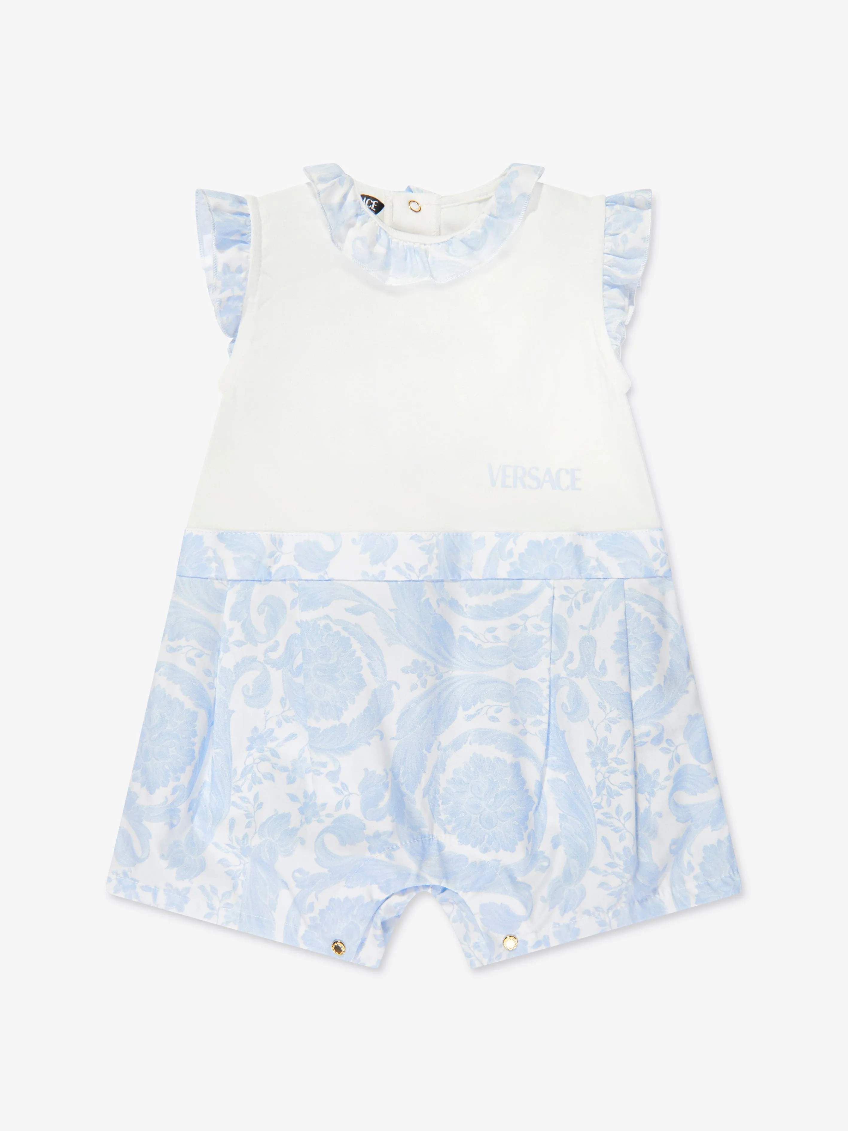 Versace Baby Boys Barocco Logo Romper in Blue