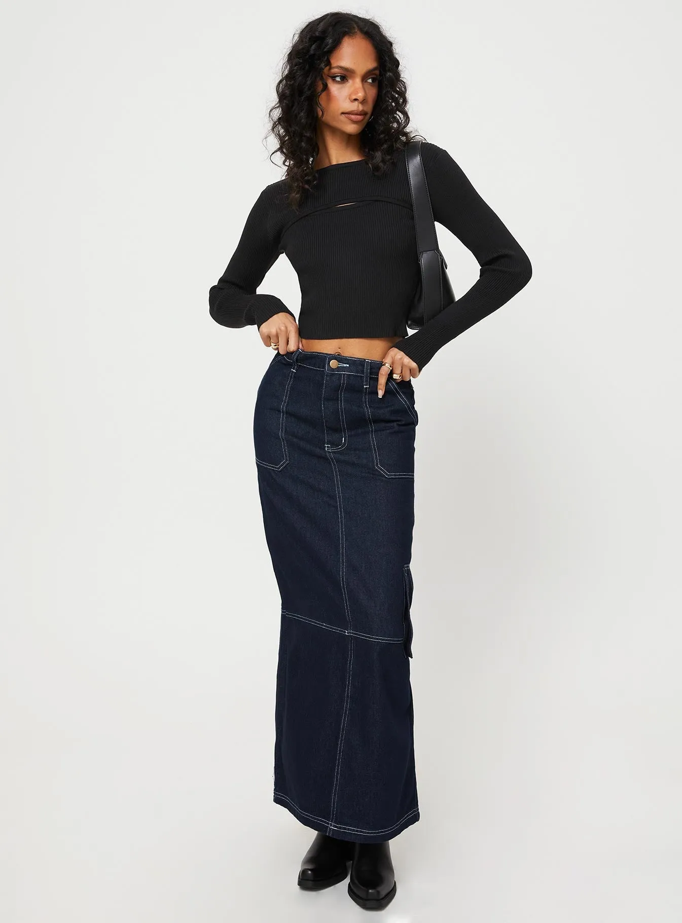 Vine Maxi Skirt Blue