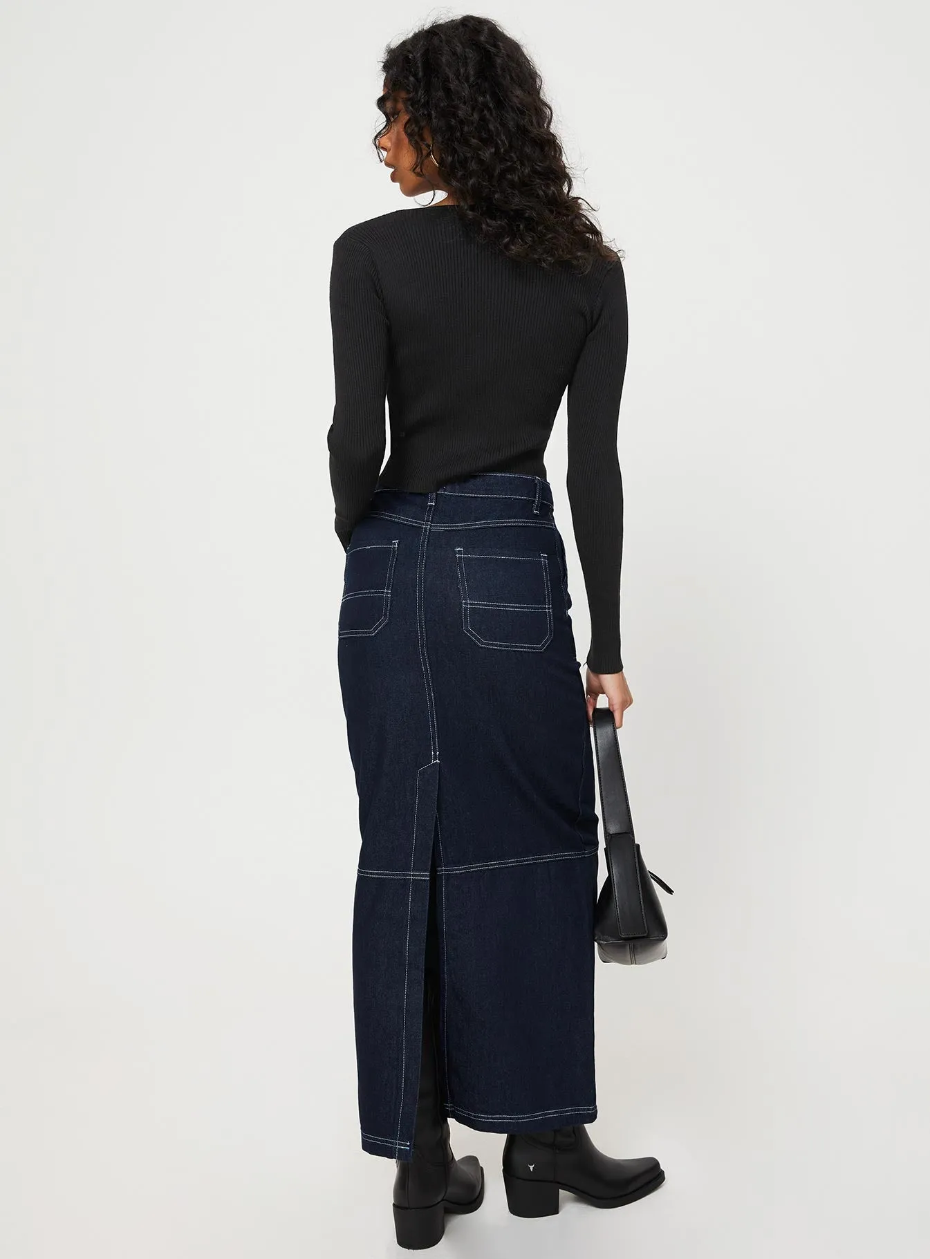 Vine Maxi Skirt Blue