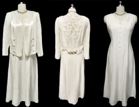 *VINTAGE INFORMAL WEDDING OR SPECIAL OCCASION JACKET & DRESS ADORNED WITH SATIN ROSES