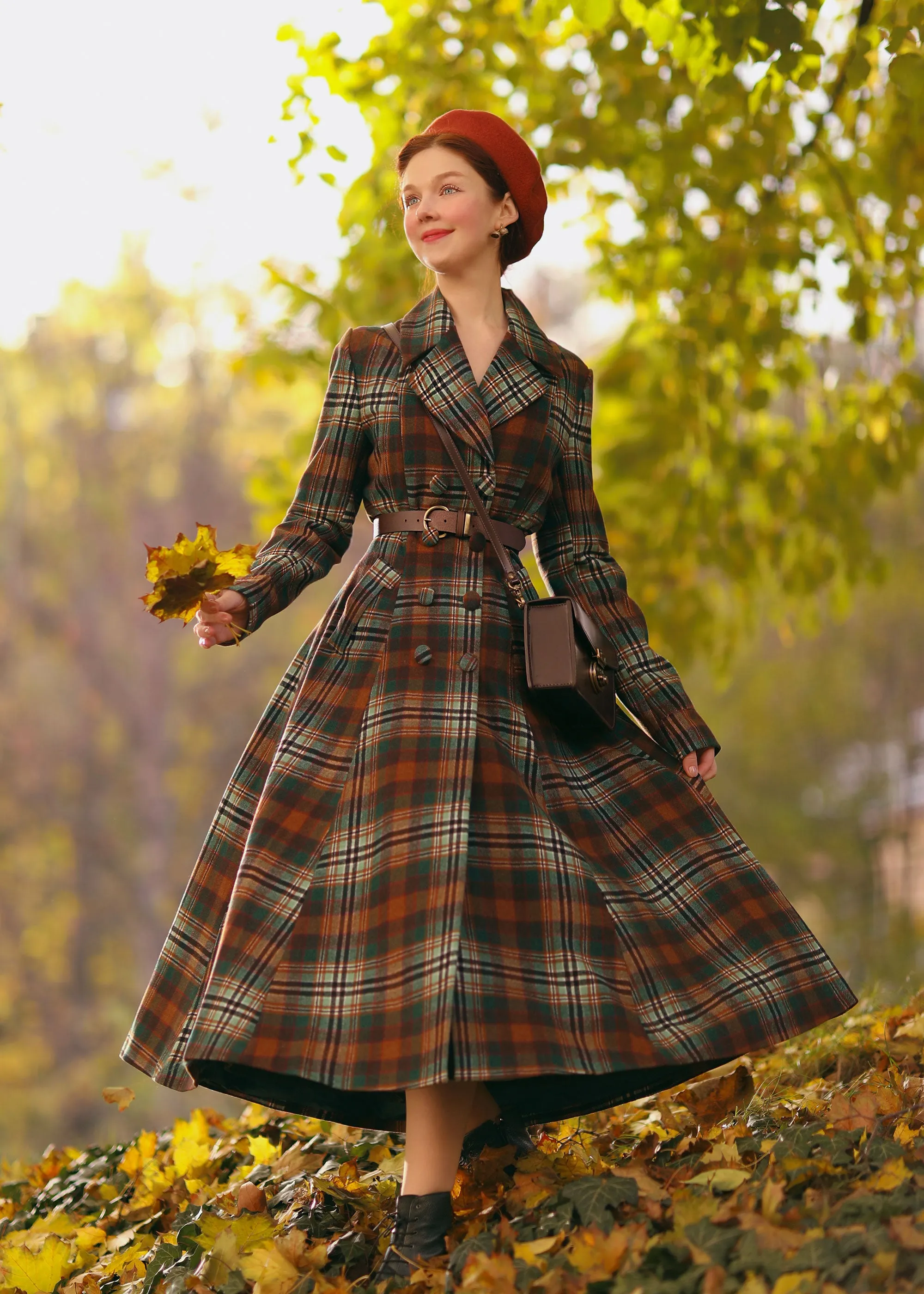 Vintage Plaid Long Winter Wool Coat 4730