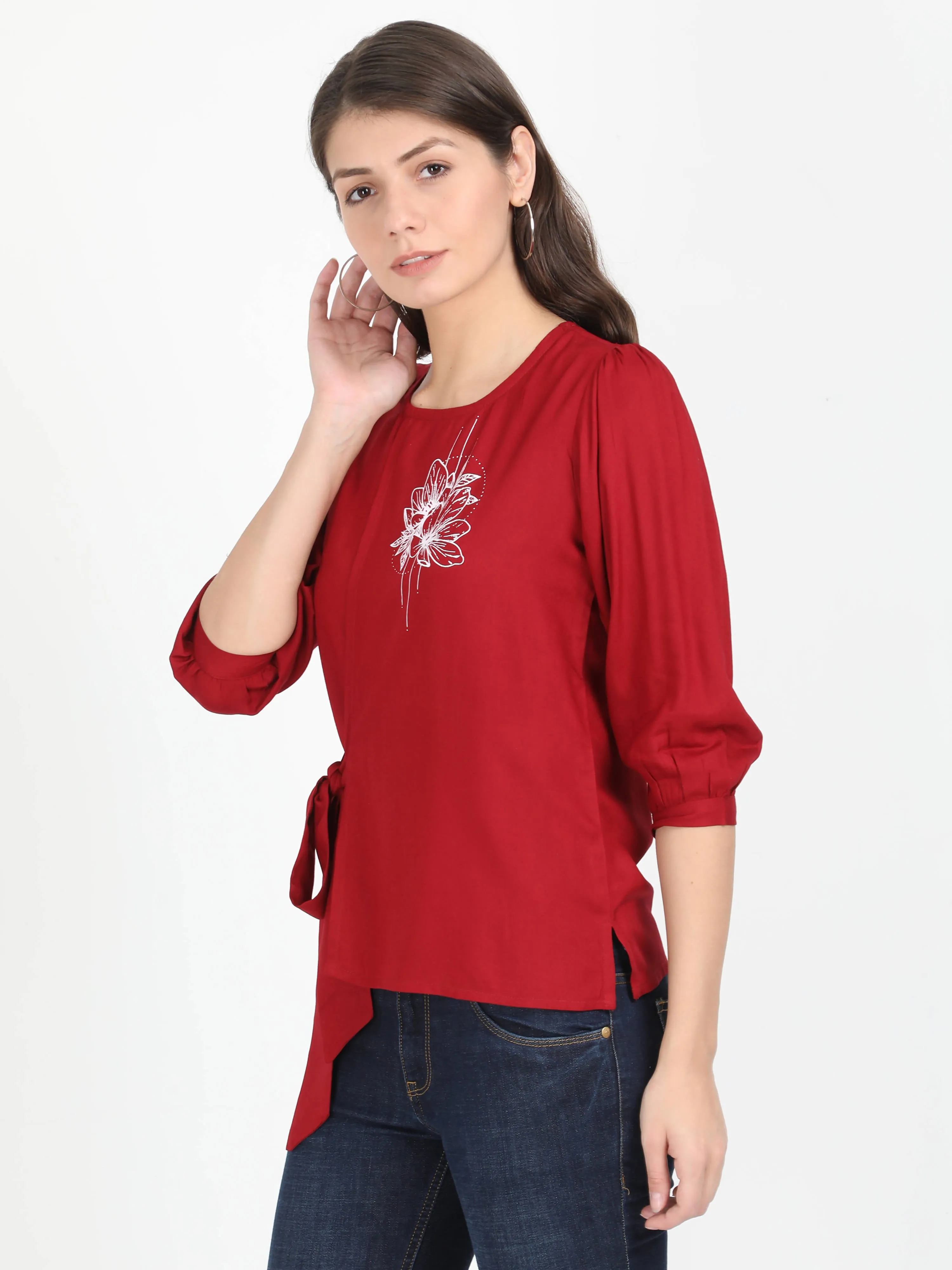 Women Maroon Casual Top