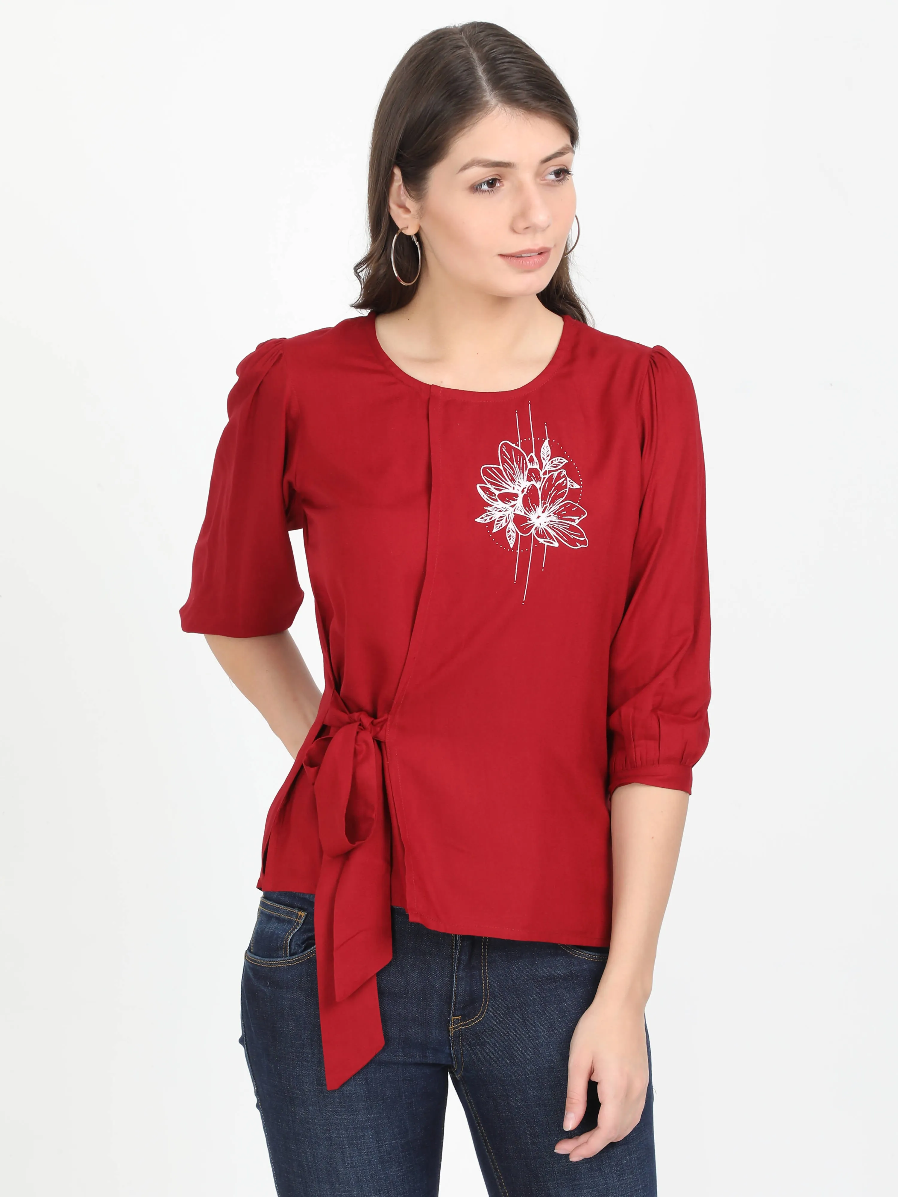 Women Maroon Casual Top