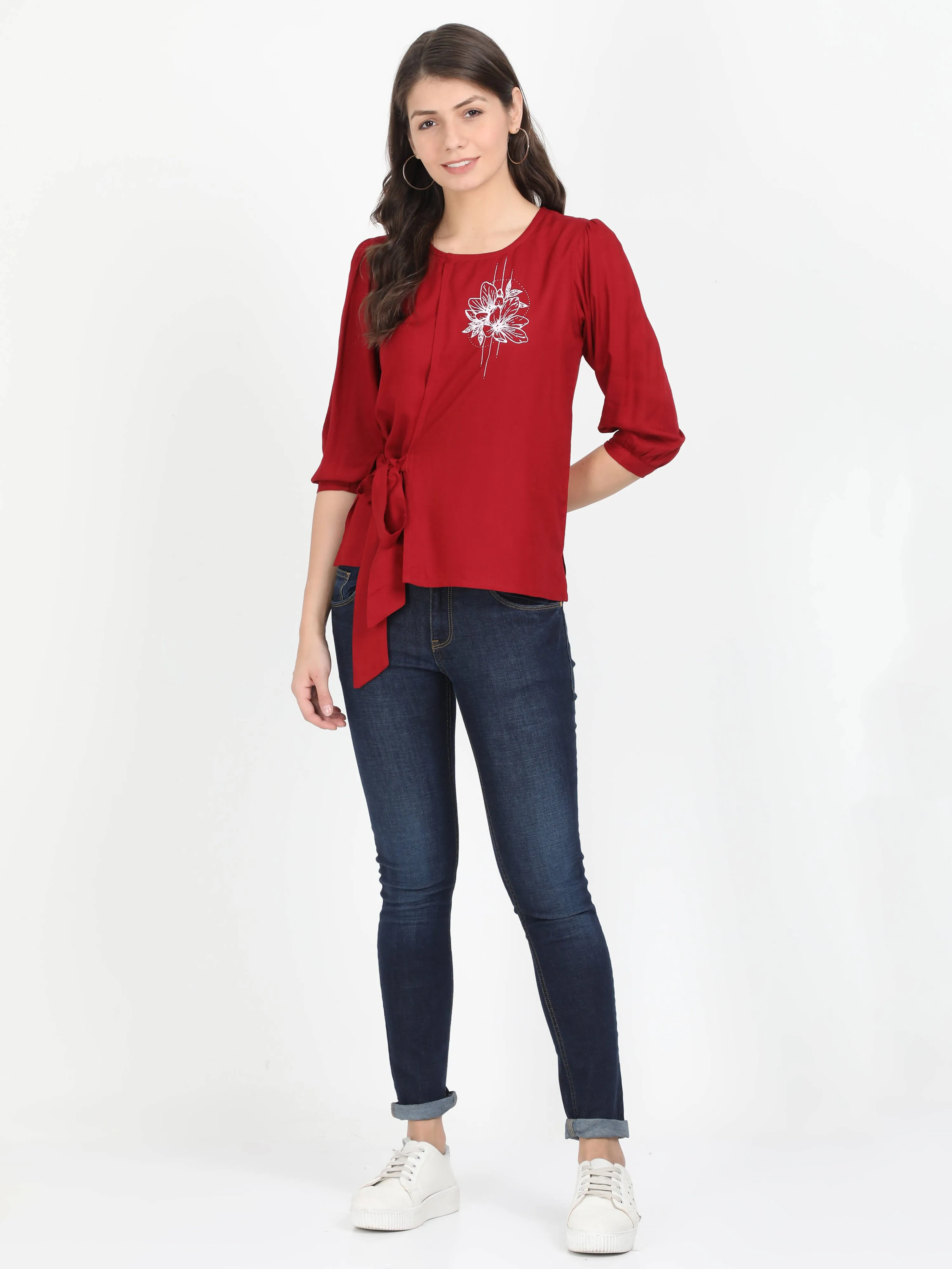 Women Maroon Casual Top