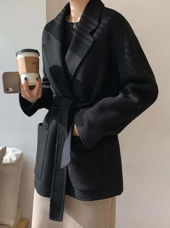 Women Wool Coat, Double-Sided Cashmere Coat Women's Wool Coat